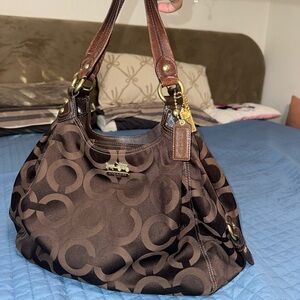 Coach Dark Brown Signature Shoulder Bag